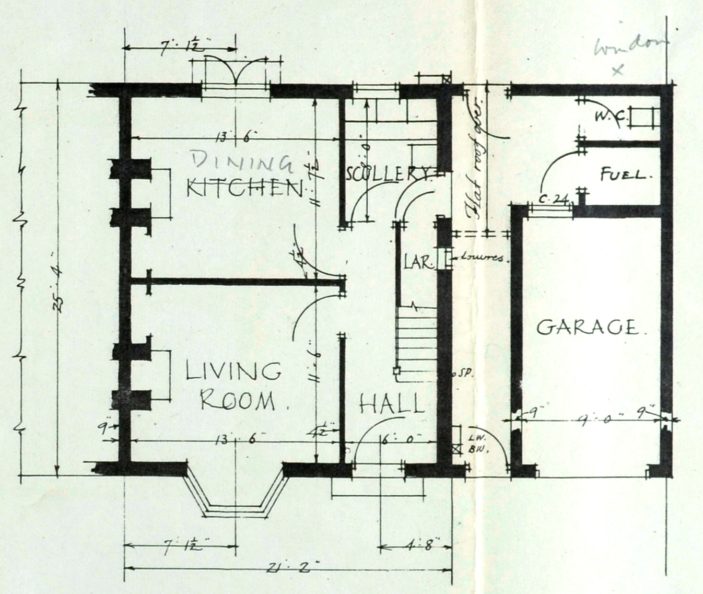 Ground floor plan for 14 Barleycroft Road (UDC21/77/159) | Hertfordshire Archives and Local Studies