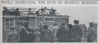 Pupils inspecting the ruin on Monday morning | Welwyn Times 30 March 1939